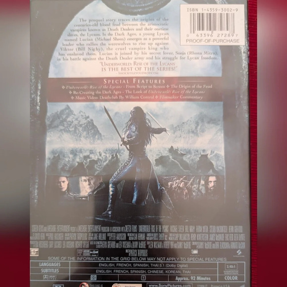Underworld Rise Of The Lycans DVD (EUC) - Picture 2 of 3